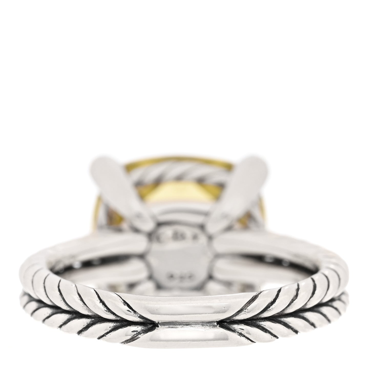 Sterling Silver Diamond Lemon Citrine 11mm Chatelaine Ring 49 4.75
