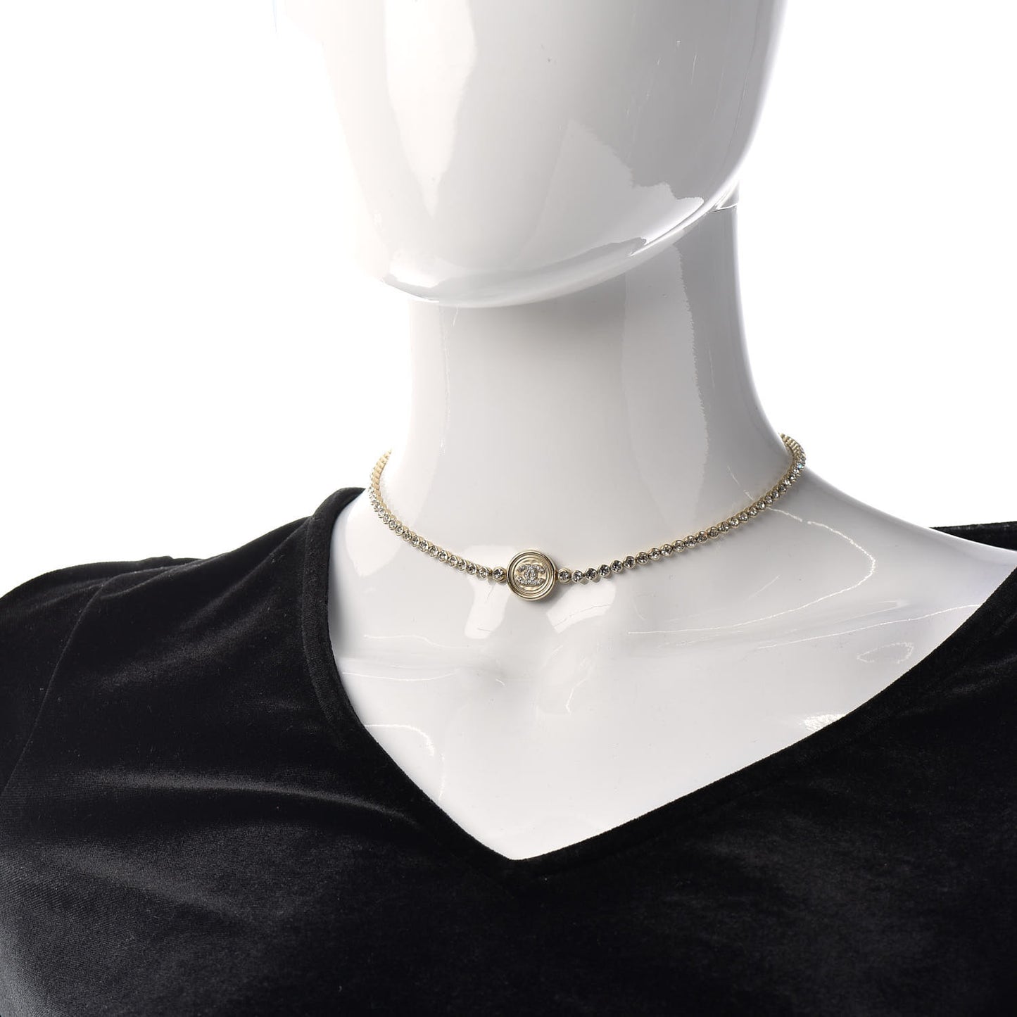 Crystal CC Chain Short Necklace Gold