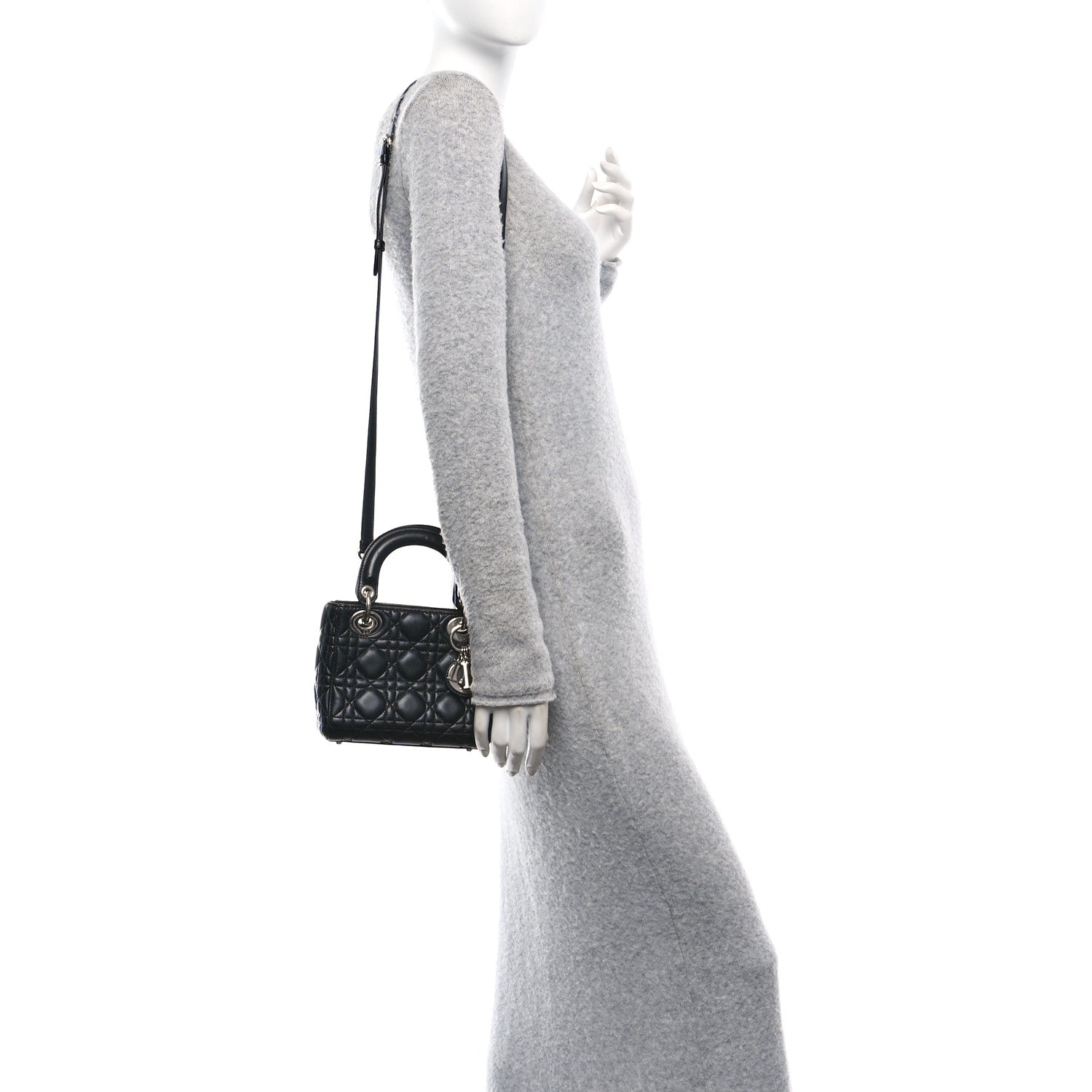 Christian Dior Lambskin Cannage Mini Lady Dior Black 2 of 10