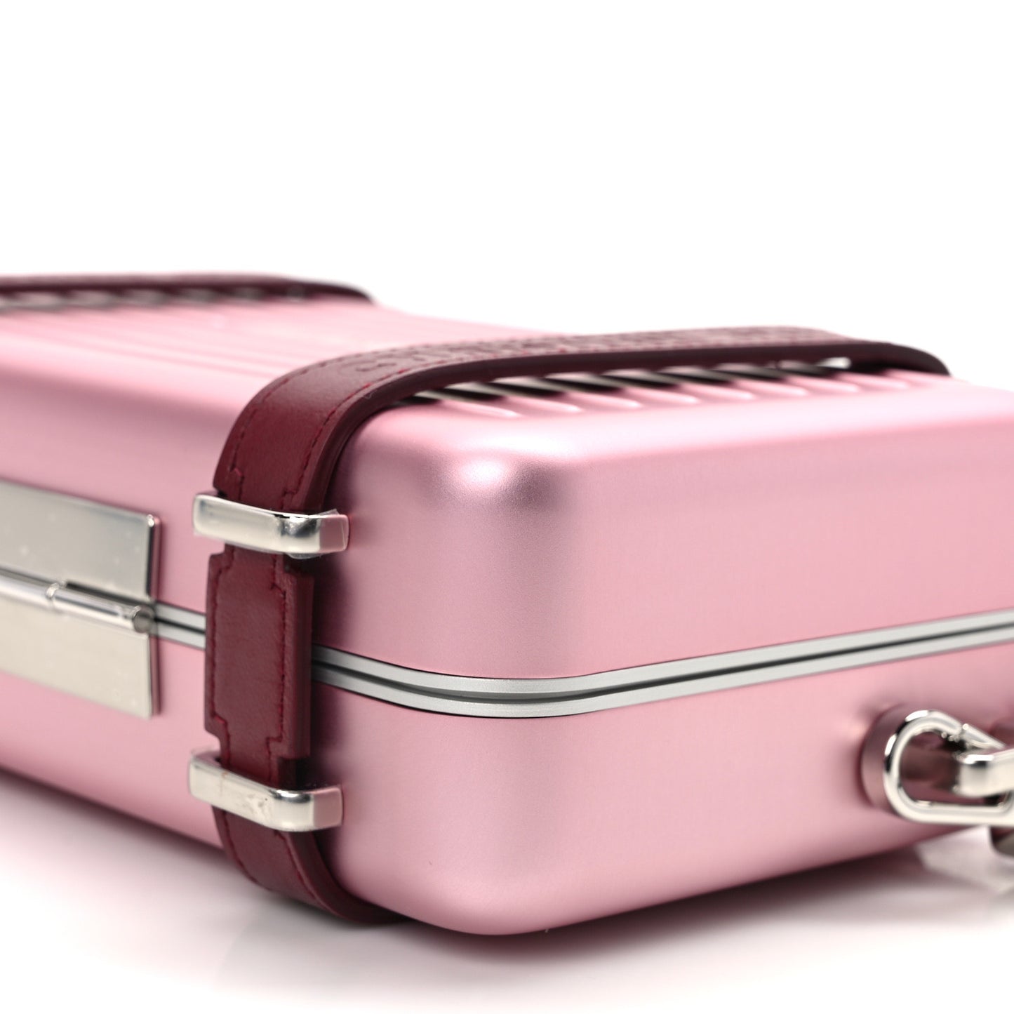X RIMOWA Aluminum Personal Clutch On Strap Rose