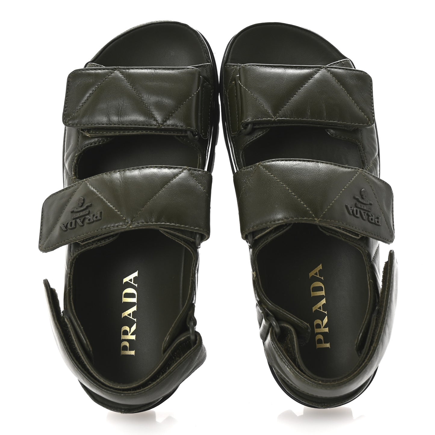 Nappa Quilted Padded Slingback Sandals 35.5 Militare