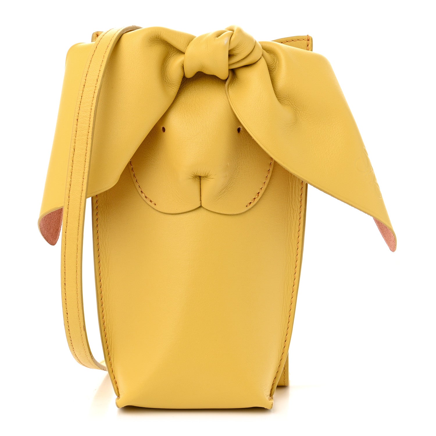 Loewe Calfskin Bunny Pouch Crossbody Bag Mustard 1629091