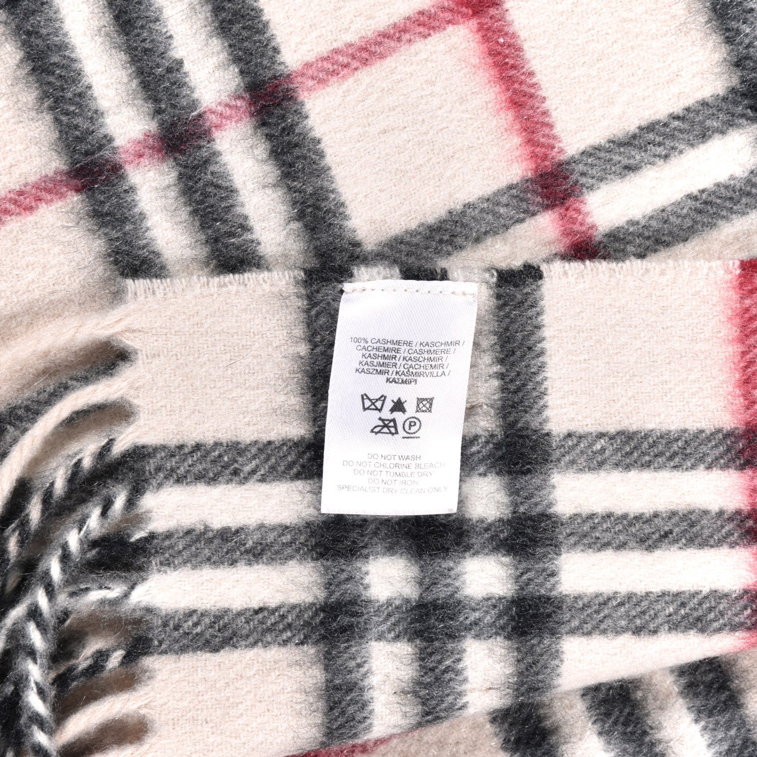 Burberry Cashmere Vintage Check Fringe Scarf Stone 5 of 5