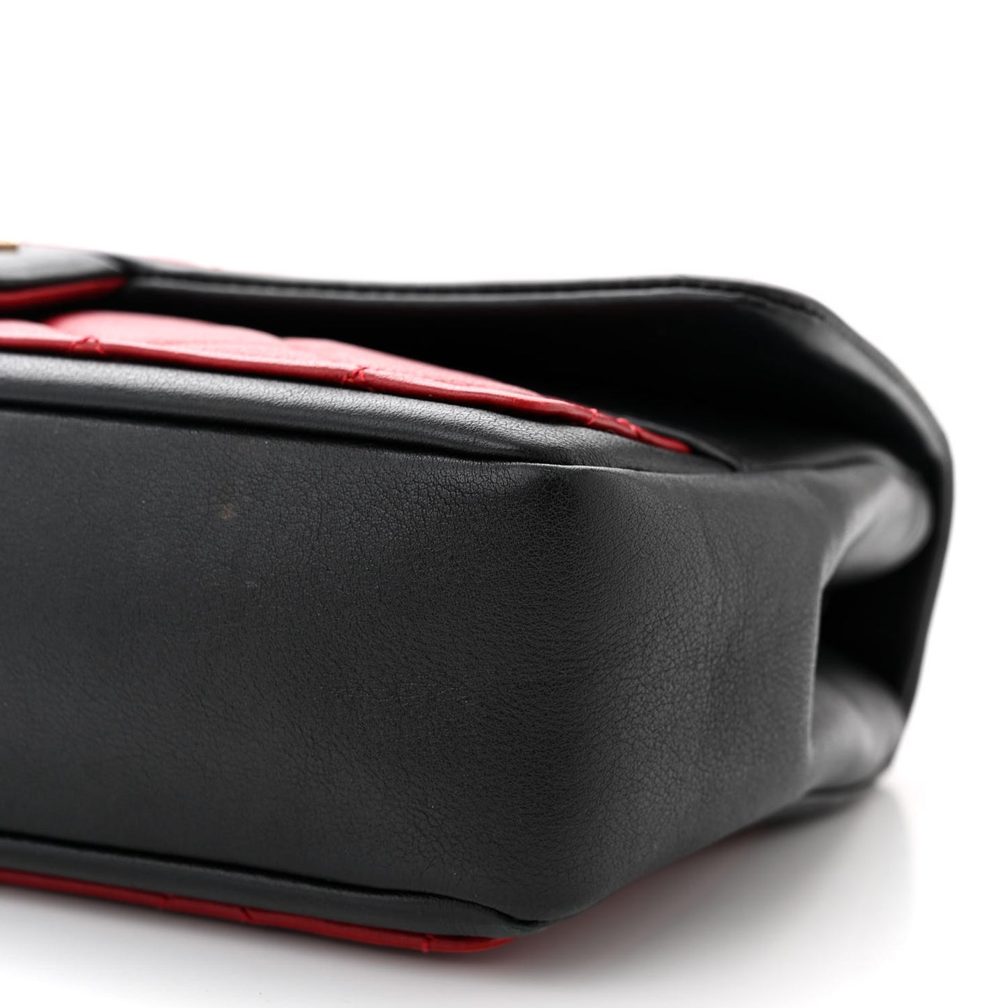 Calfskin Quilted Medium Graphic Flap Red Black