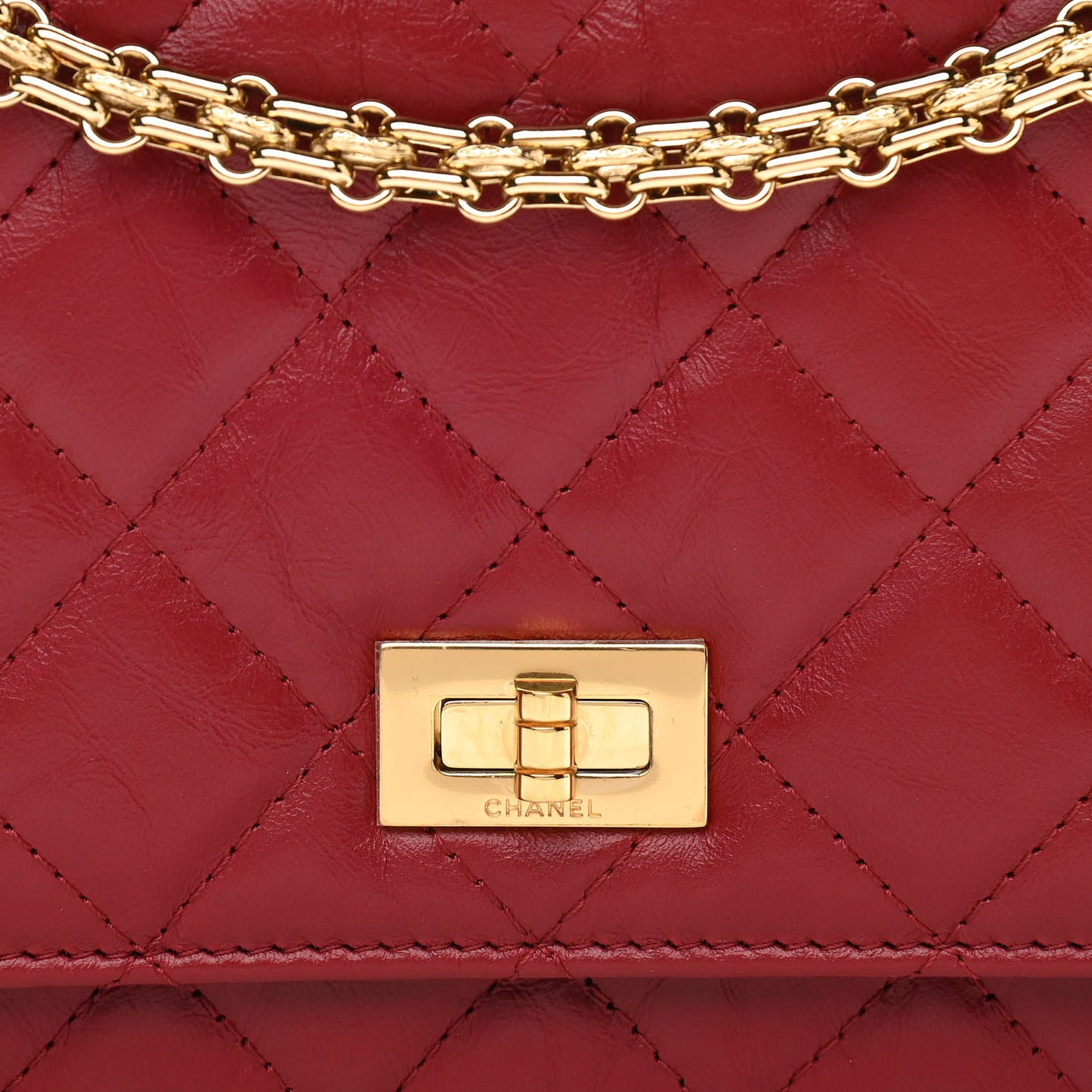 Aged Calfskin Quilted Reissue Wallet On Chain WOC Red