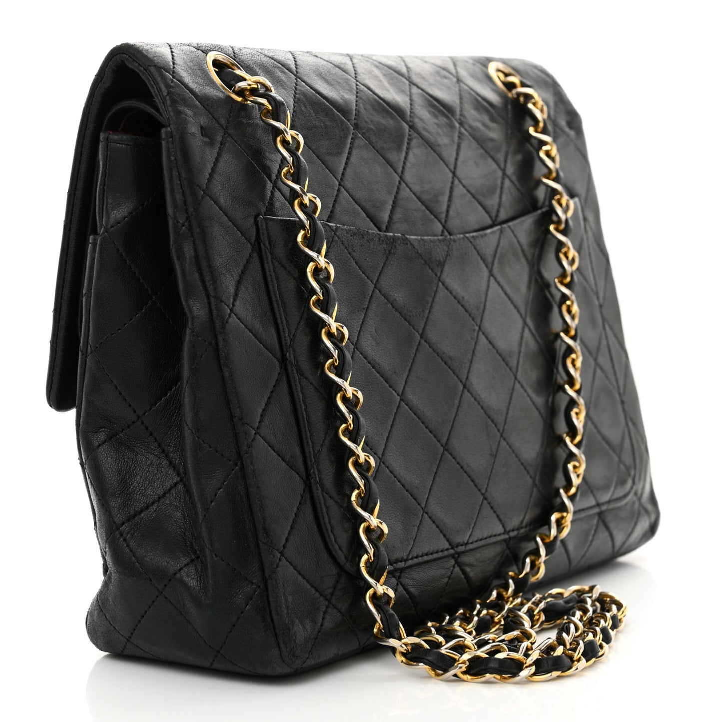 Lambskin Quilted Medium Double Flap Black