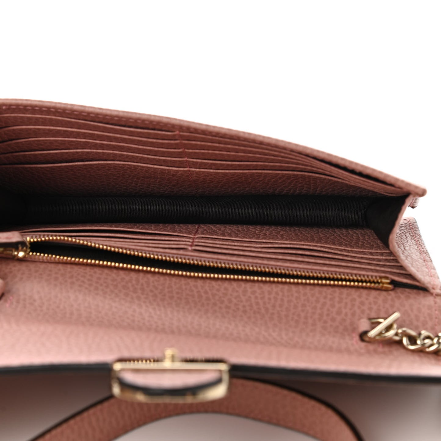 Dollar Calfskin Interlocking G Chain Wallet Soft Pink