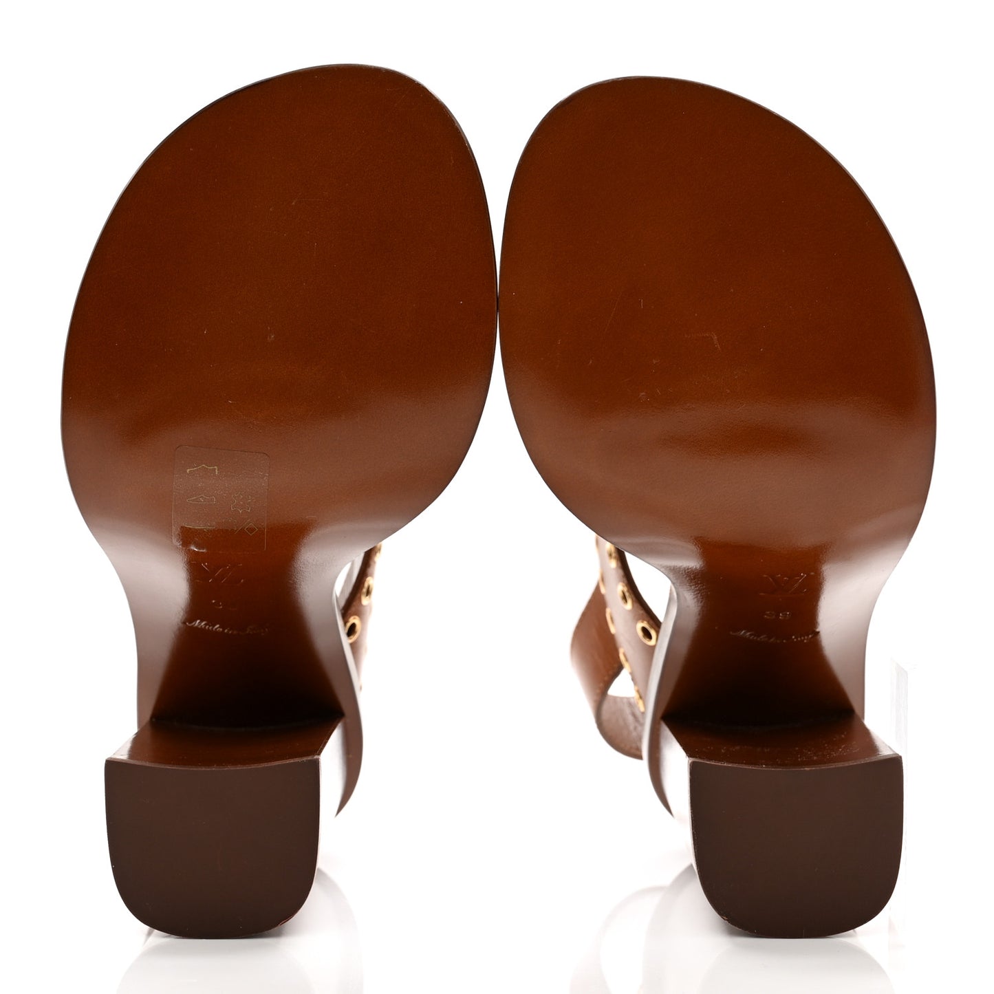 Calfskin Monogram Passenger Heeled Sandals 39 Cognac