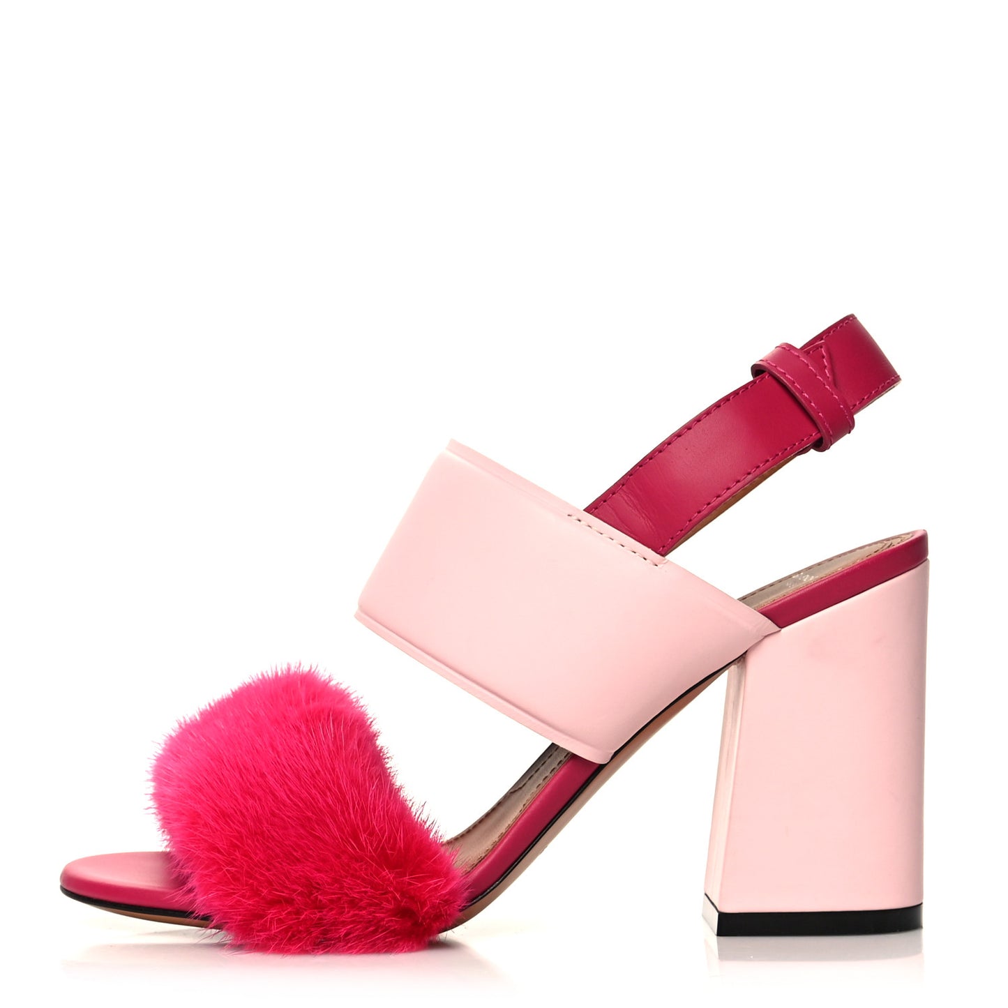 Mink Calfskin Color Block Heels 37 Pink