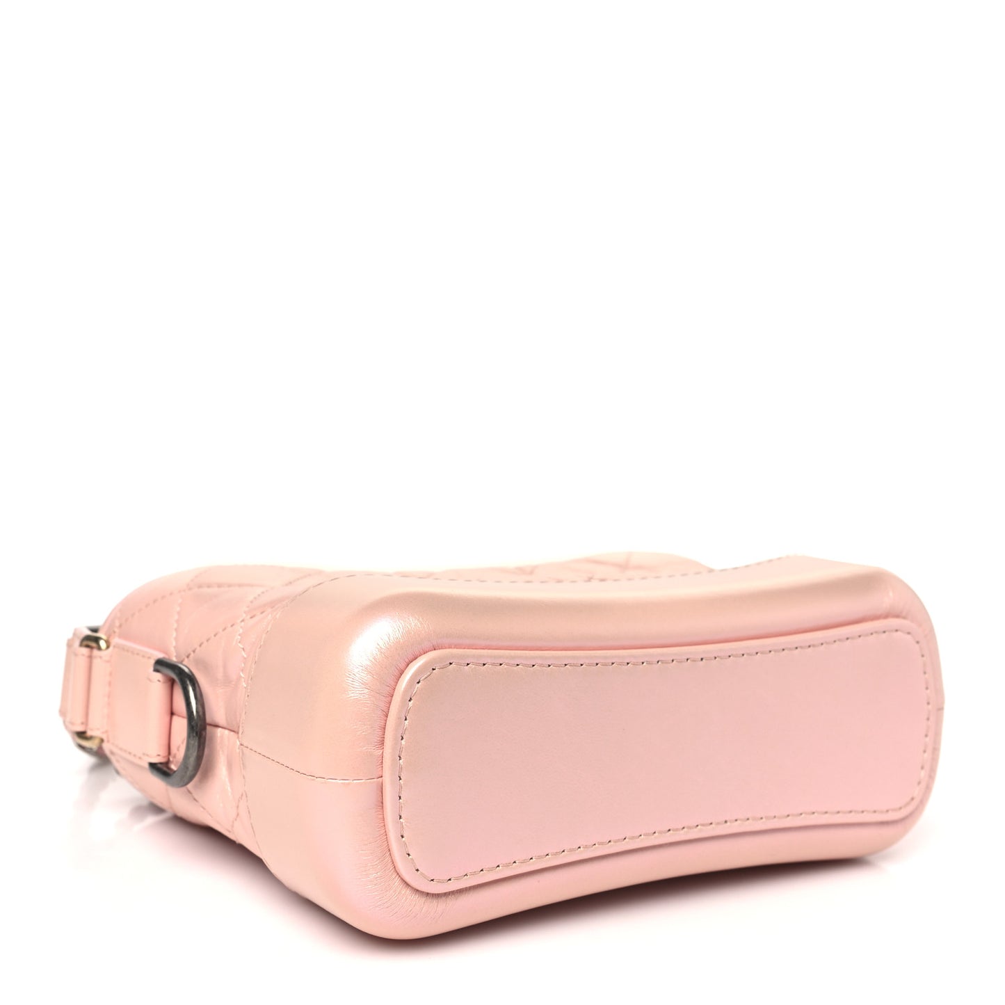 Iridescent Aged Calfskin Quilted Small Gabrielle Hobo Rose