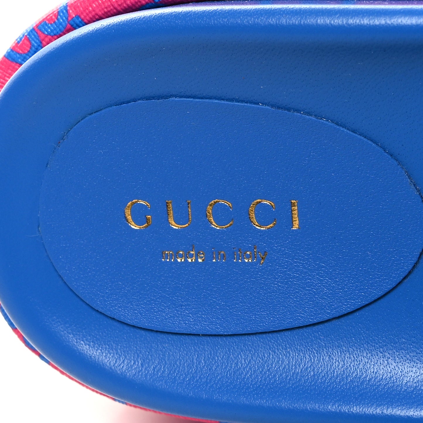 GG Supreme Joy Monogram Angelina Platform Slide Sandals 37.5 Fuxia Blue