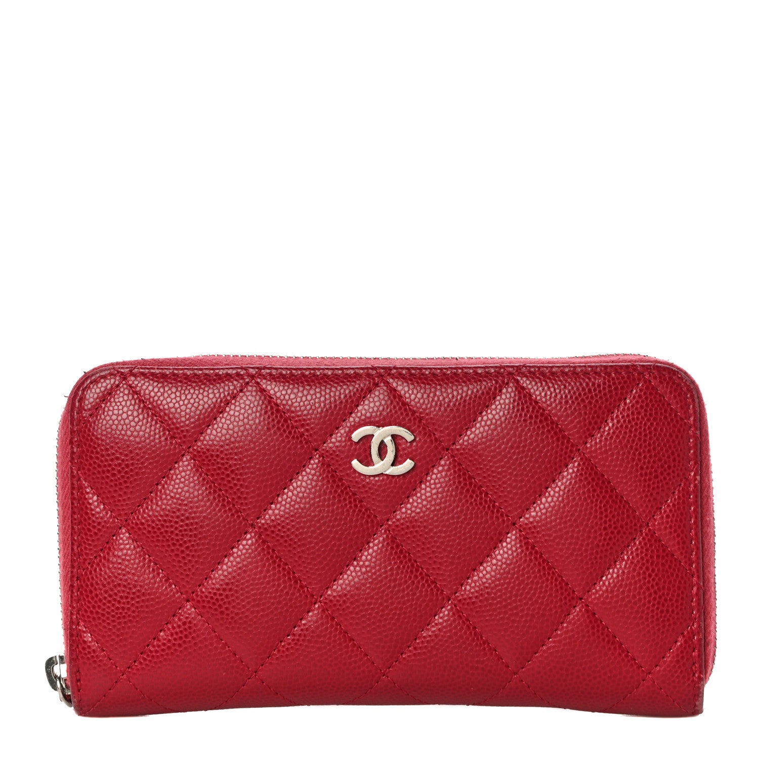 Chanel Caviar Quilted Medium Zip Around Wallet Red 1 of 21