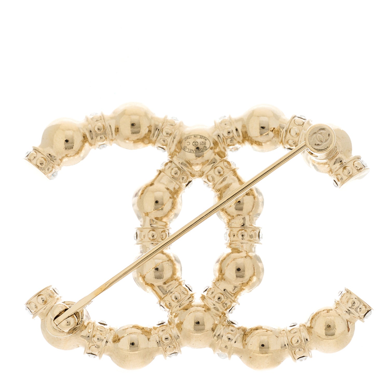 Chanel Pearl Crystal Nefertiti CC Brooch Gold 4 of 5