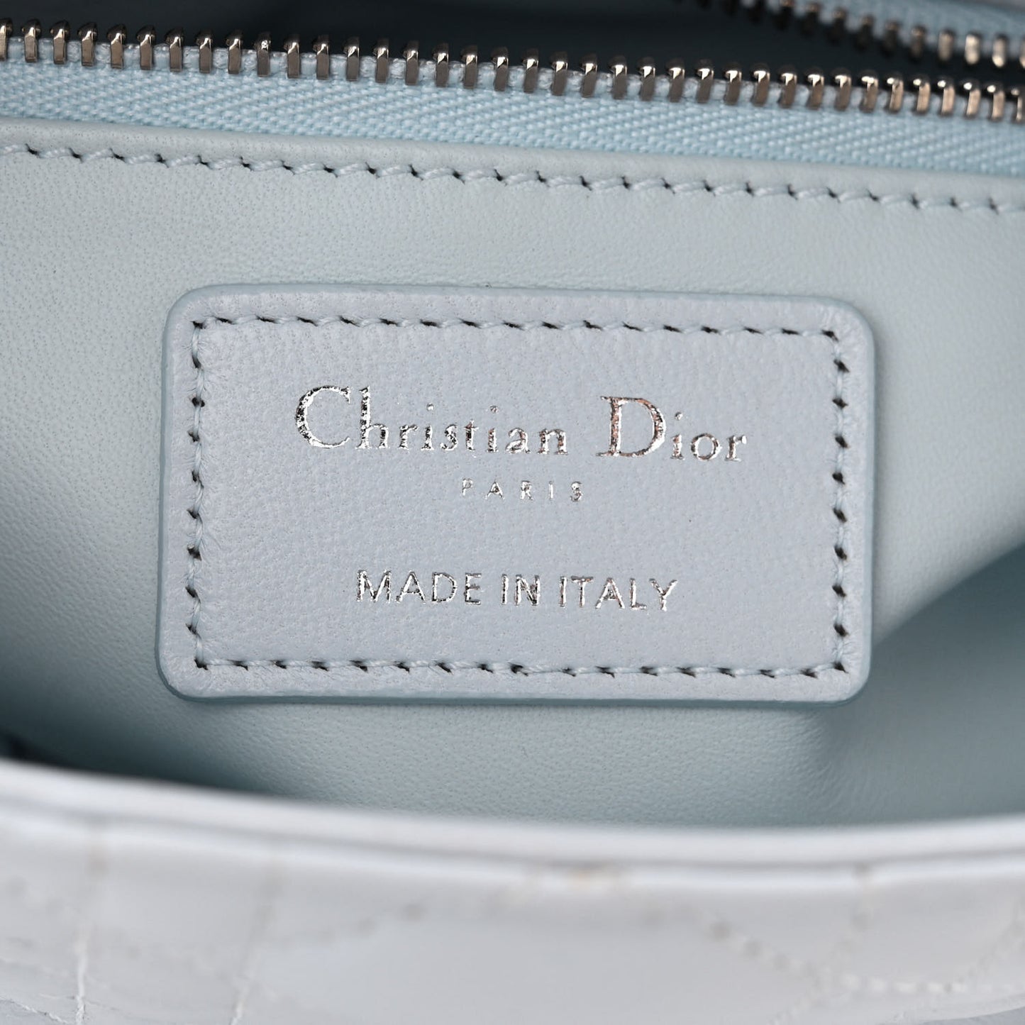 Lambskin Cannage Mini Lady Dior Crystal Strap Light Blue