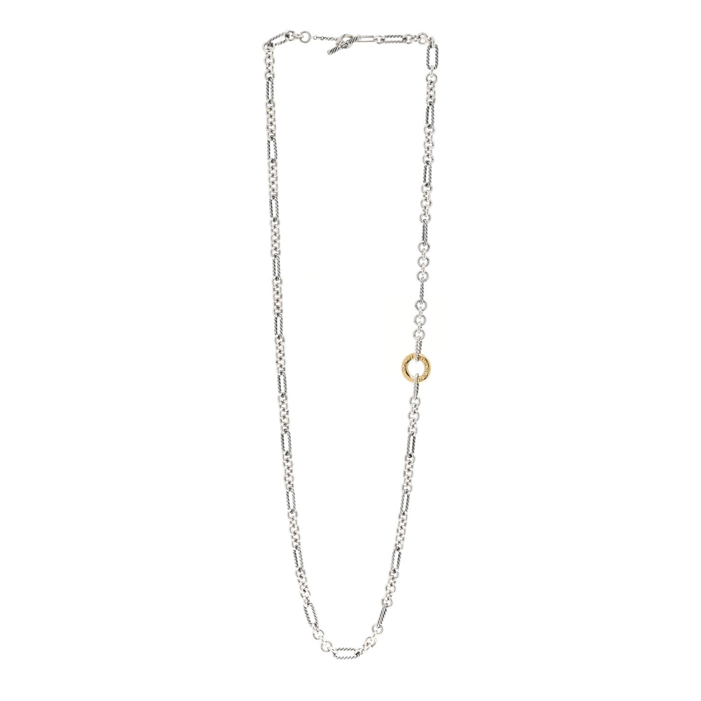 Sterling Silver 18K Yellow Gold Figaro Two Tone Link Necklace