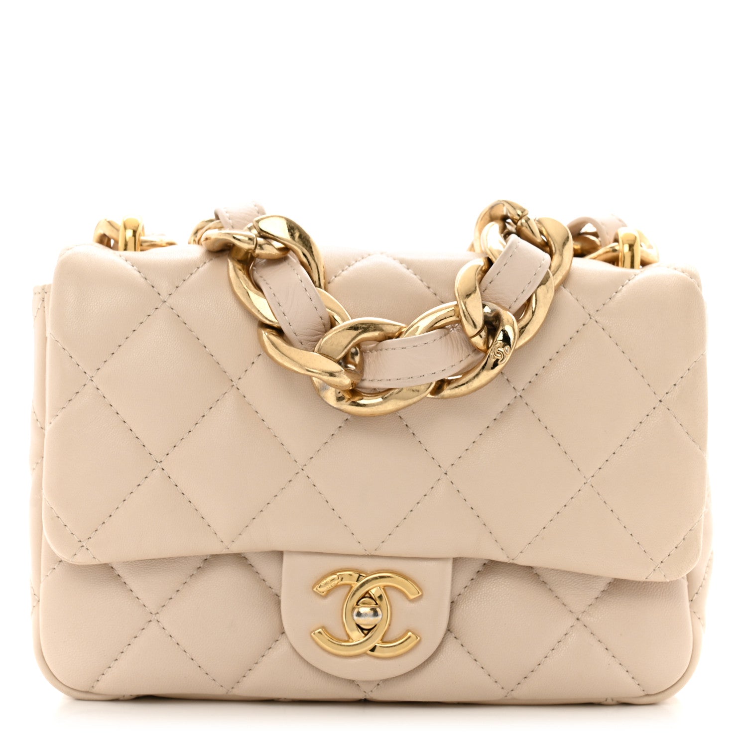 Chanel Lambskin Quilted Small CC Funky Town Flap Beige 1686632