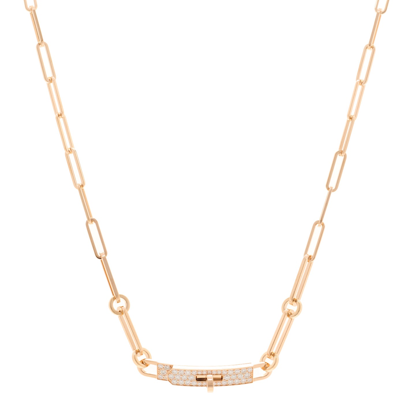 18K Rose Gold Diamond Pave Kelly Chaine Choker Necklace