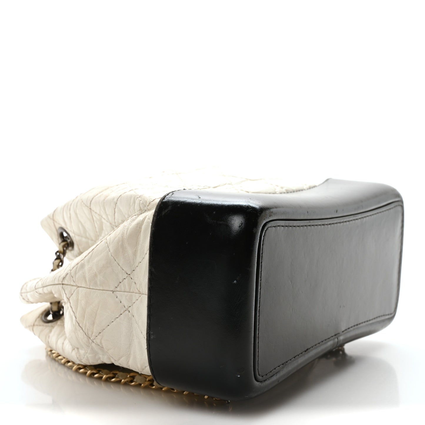 Aged Calfskin Quilted Small Gabrielle Backpack Black White