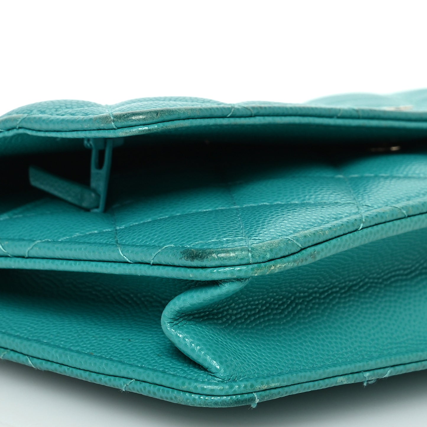 Caviar Quilted Wallet On Chain WOC Turquoise