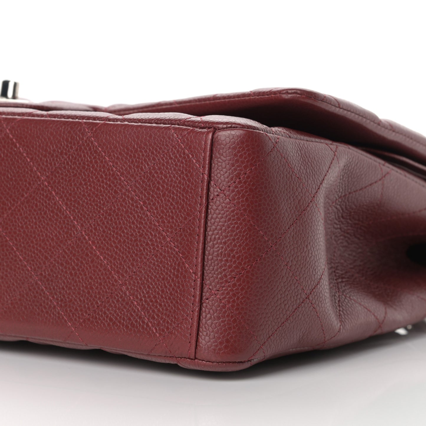 Caviar Quilted Maxi Double Flap Dark Red