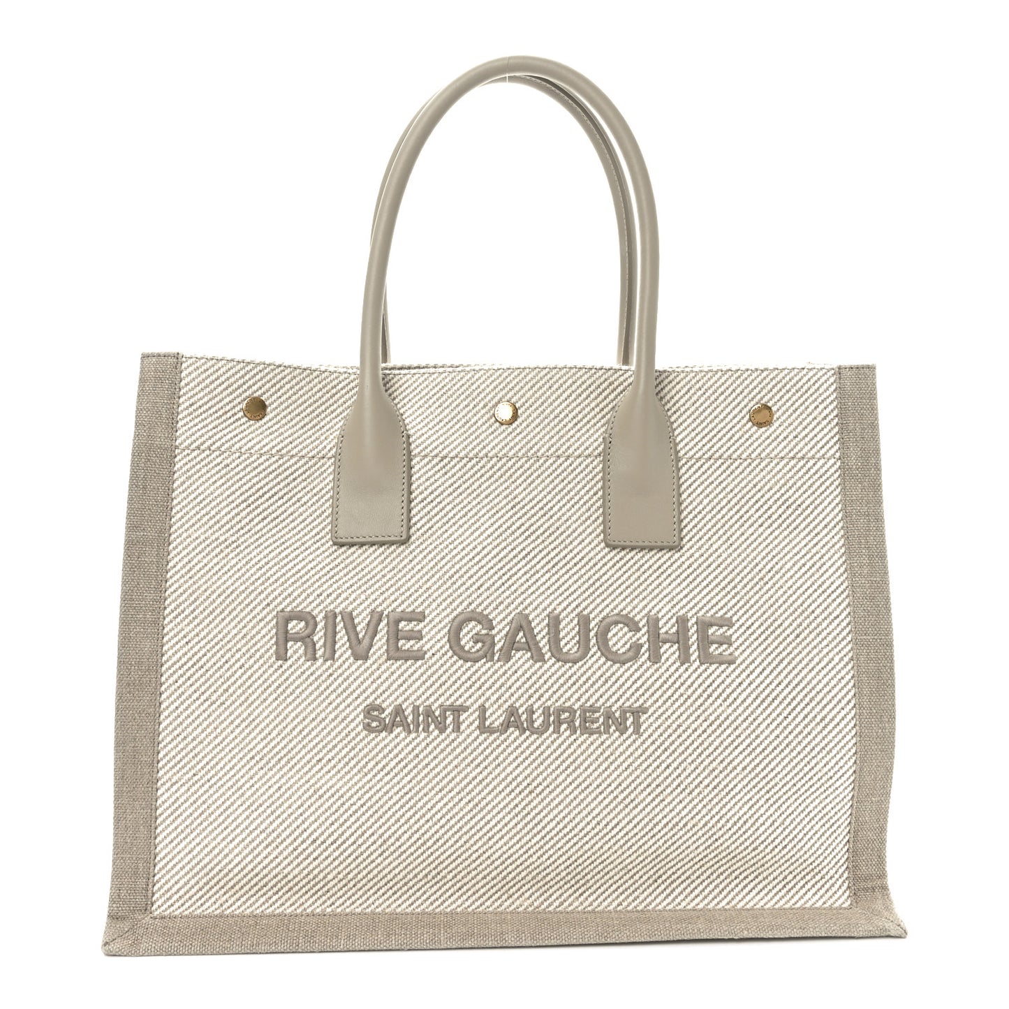 Linen Calfskin Small Rive Gauche Tote Beige Sea Salt