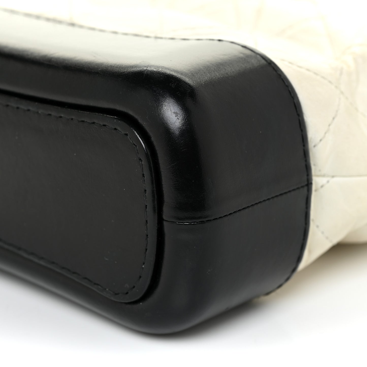Aged Calfskin Quilted Small Gabrielle Hobo Black White