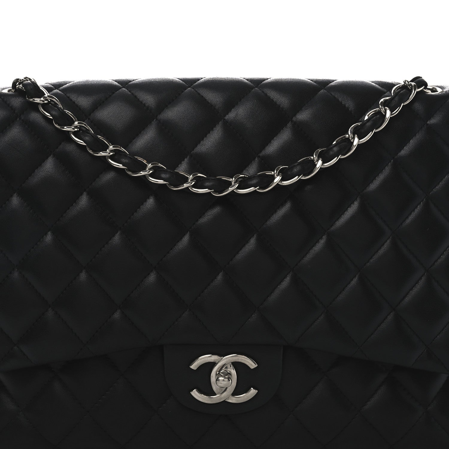 Chanel Lambskin Quilted Maxi Double Flap Black 8 of 10
