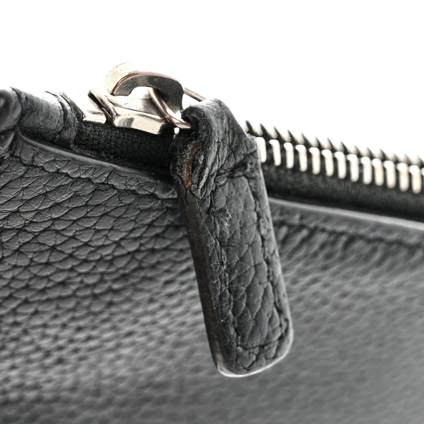 Grained Calfskin 5 Fragments Zip Pouch Card Holder Black