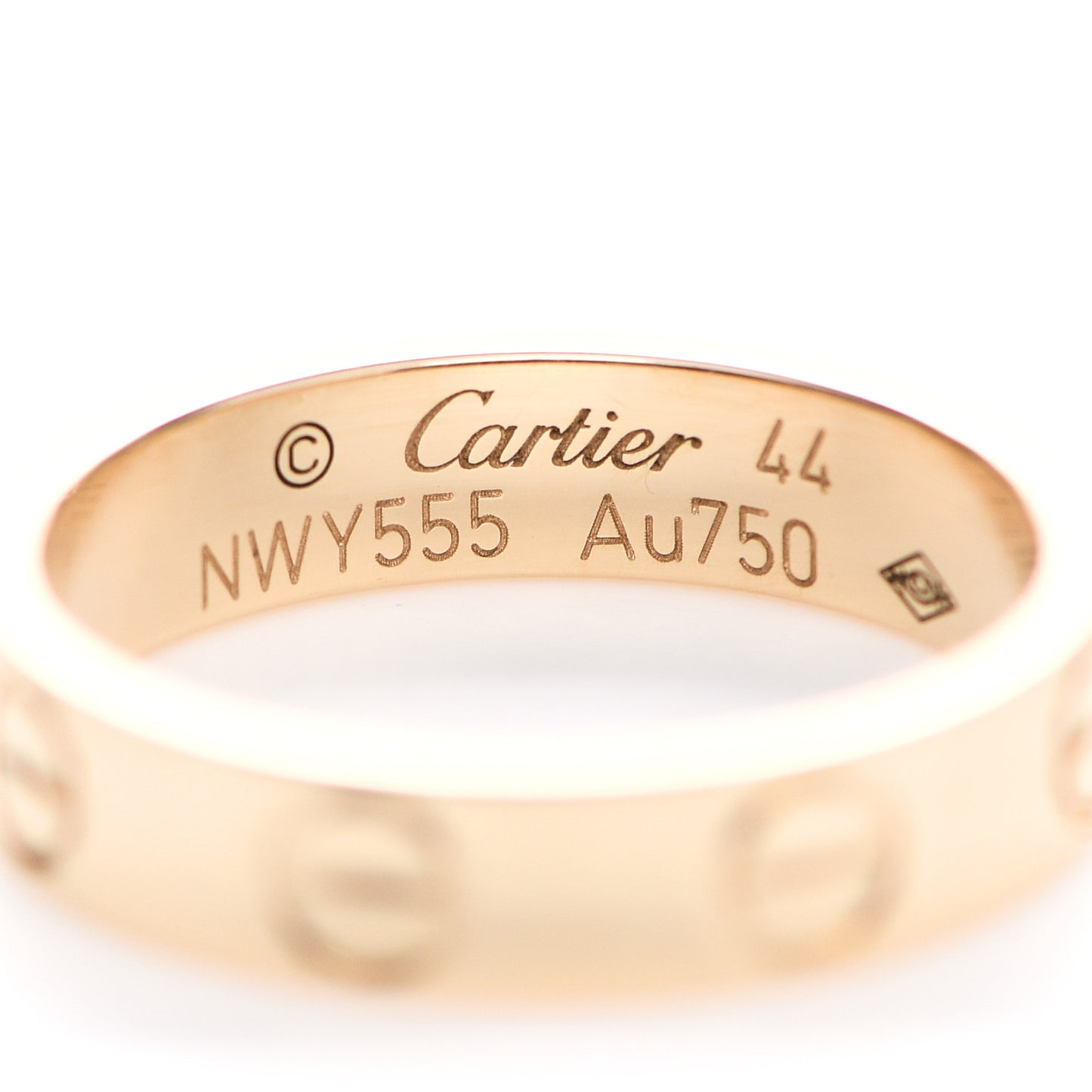 18K Yellow Gold 3.5mm LOVE Wedding Band Ring 44 3