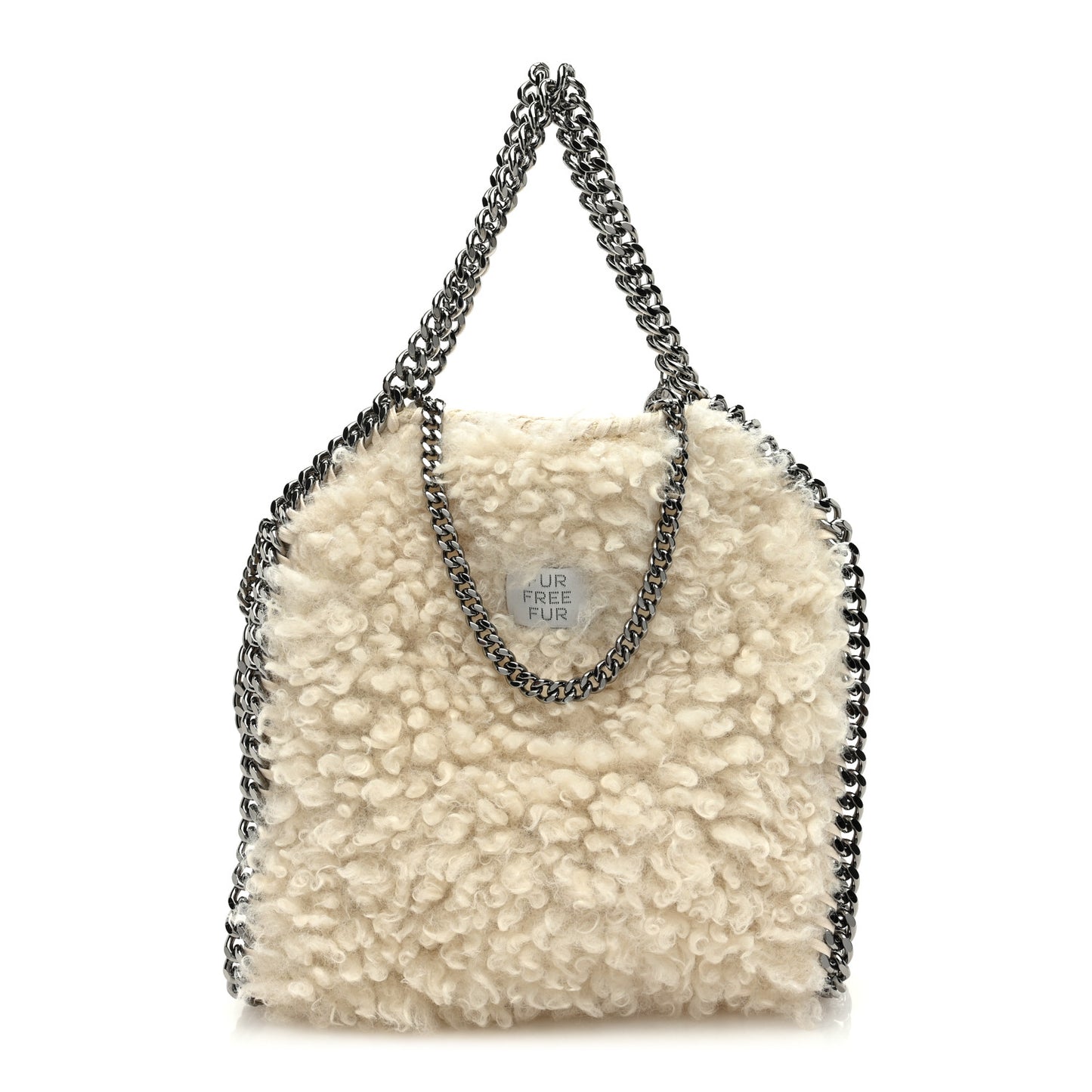 Wool Fur Small Falabella Tote White