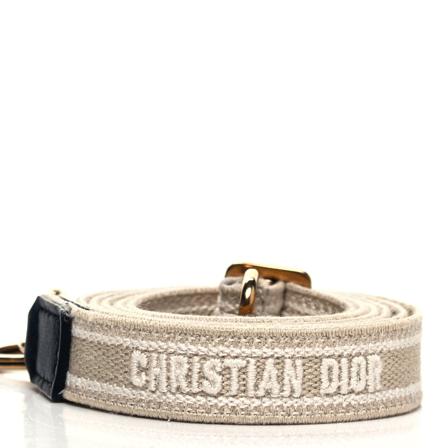 Canvas Embroidered Micro Adjustable Shoulder Strap Beige