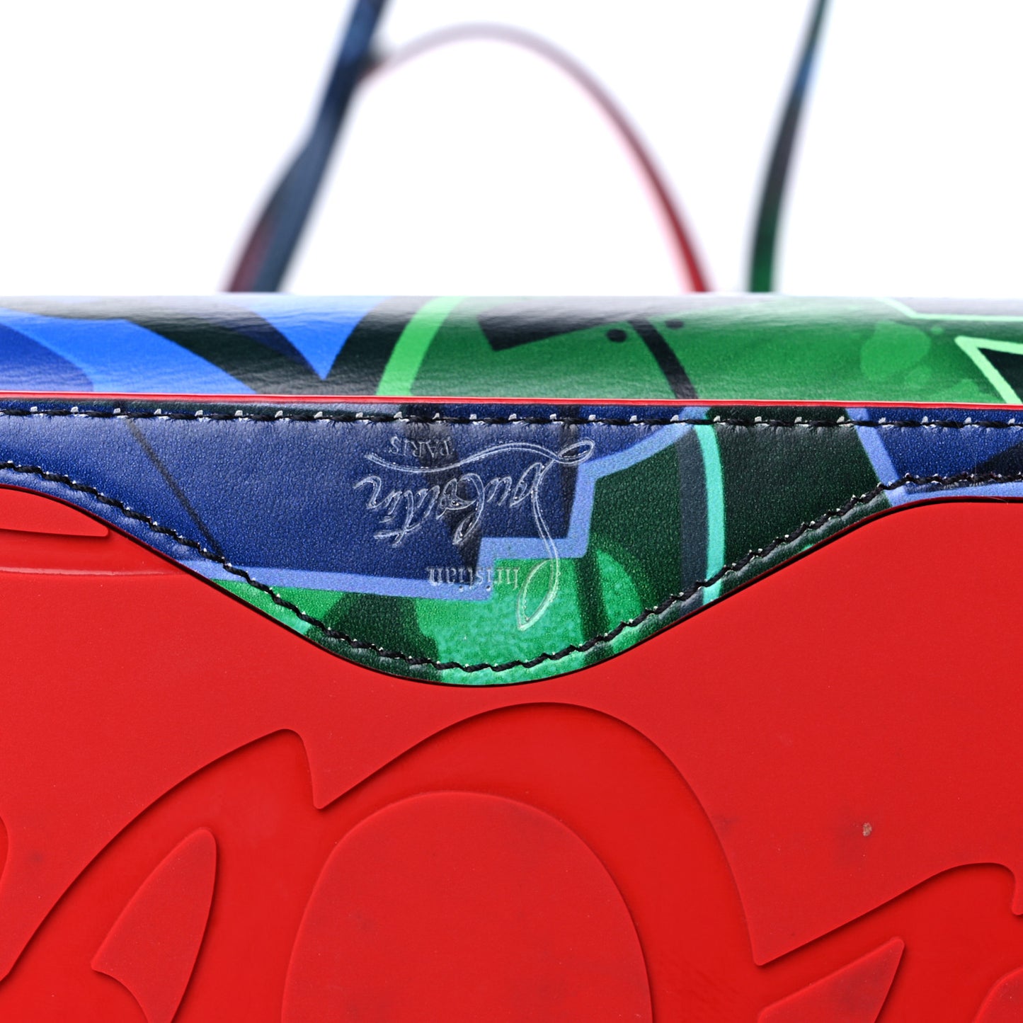 Calfskin Metro Graf Spikes East West Cabata Tote Green Multicolor
