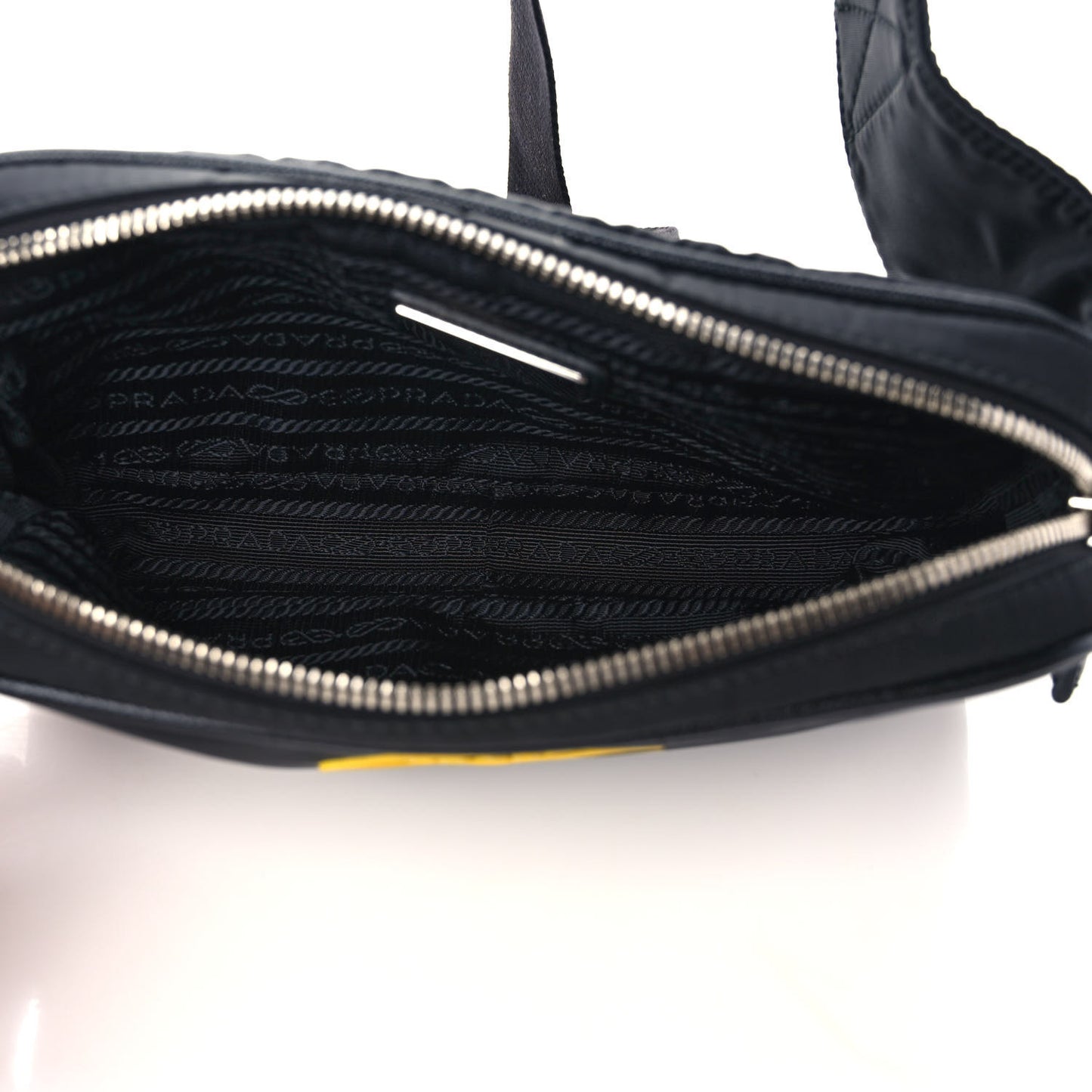 Re-Nylon Saffiano Belt Bag Black Yellow