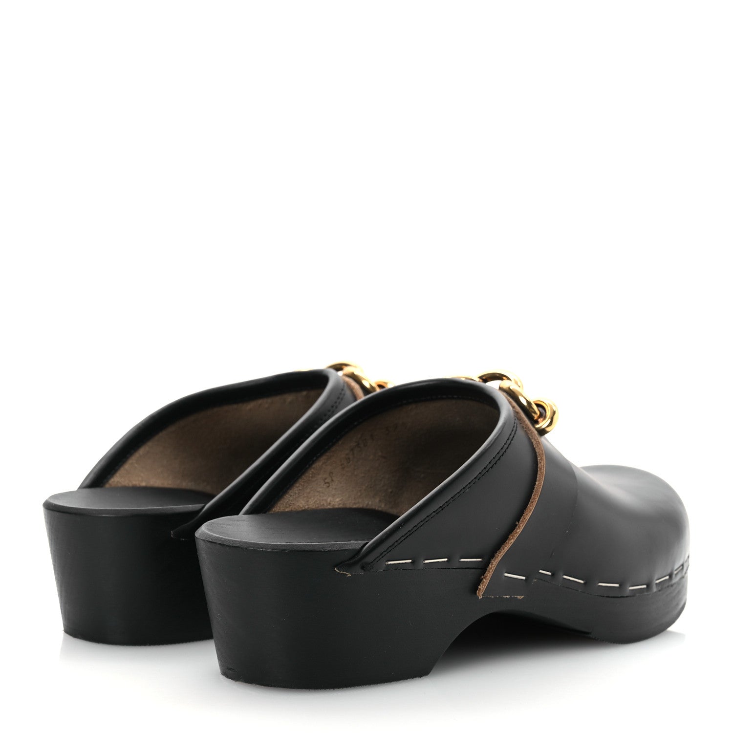 Saint Laurent Smooth Calfskin Le Maillon Clogs 39.5 Black 5 of 9