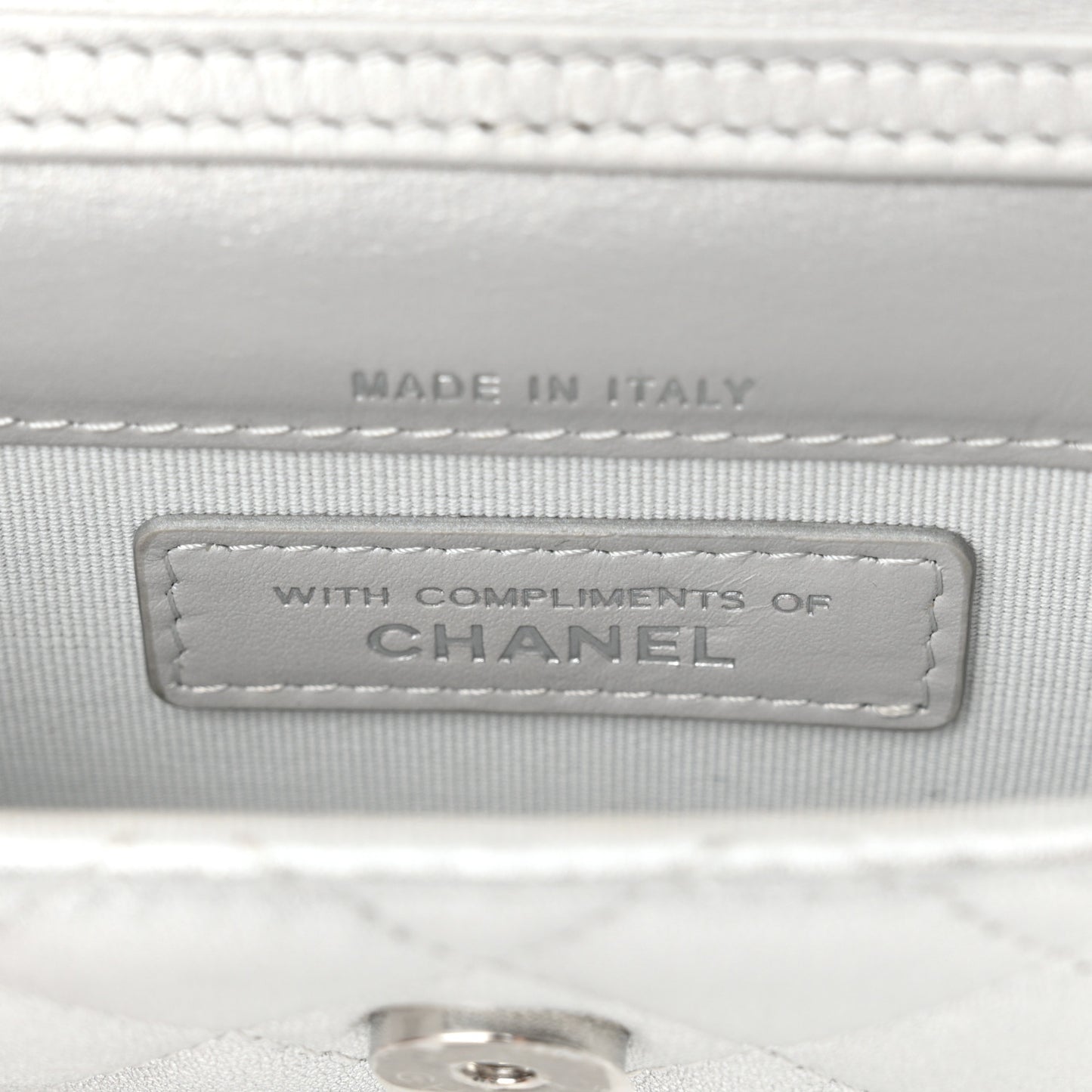 Metallic Lambskin Crystal Quilted Star Chain Belt Bag Silver