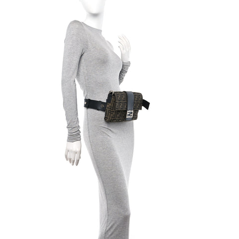 Fabric Jacquard FF 1974 Belt Baguette Bag Tobacco Moro Black