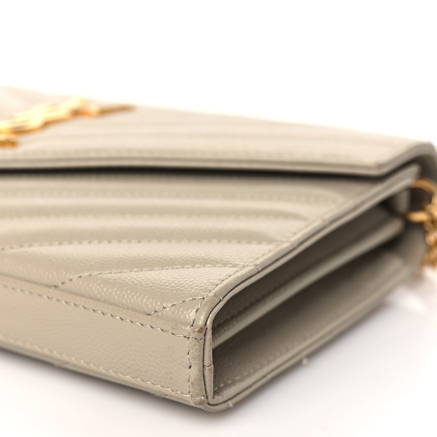 Grain De Poudre Matelasse Chevron Monogram Chain Wallet Sea Salt