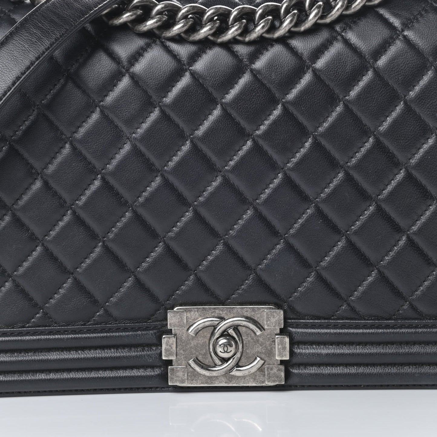 Lambskin Quilted New Medium Boy Flap Black