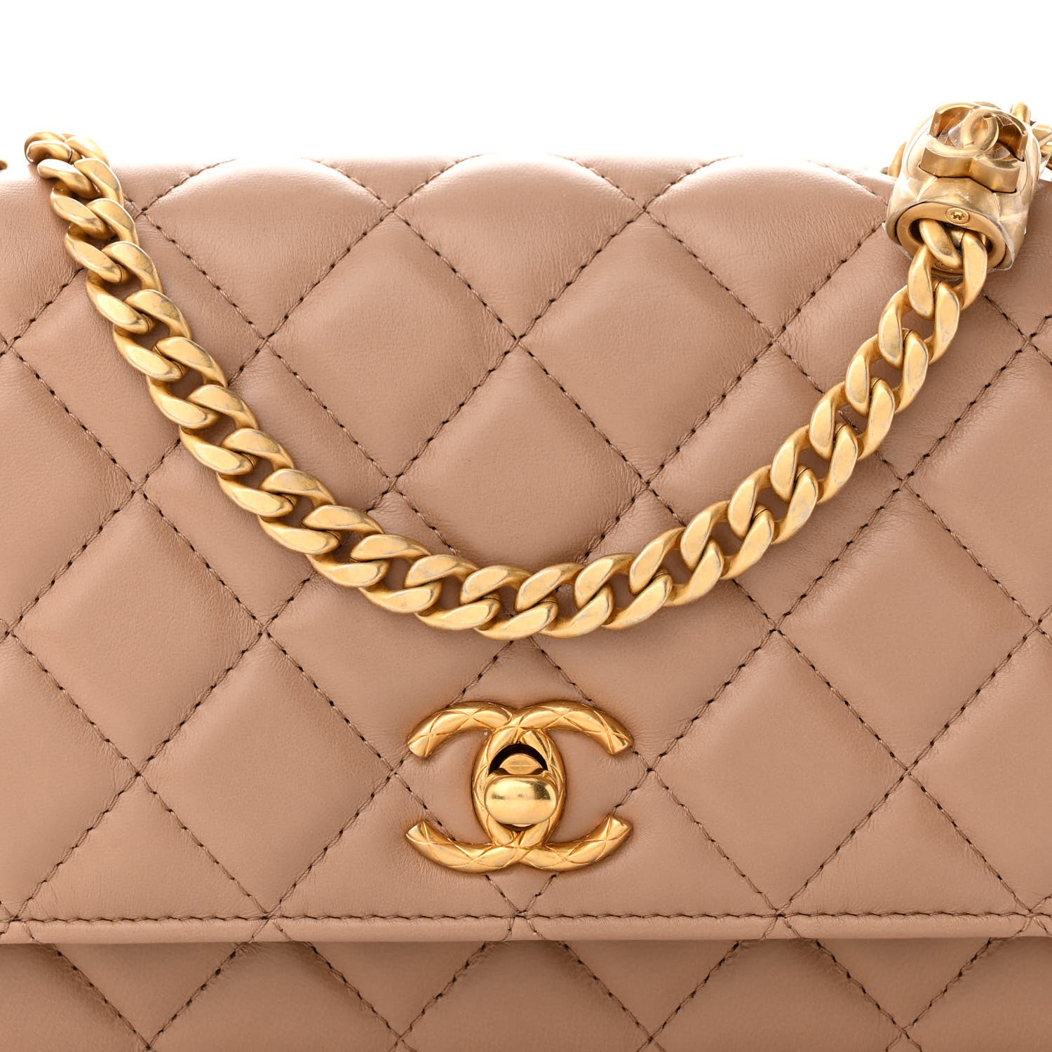 Chanel Lambskin Quilted Pillow Crush Wallet On Chain WOC Dark Beige 9 of 12