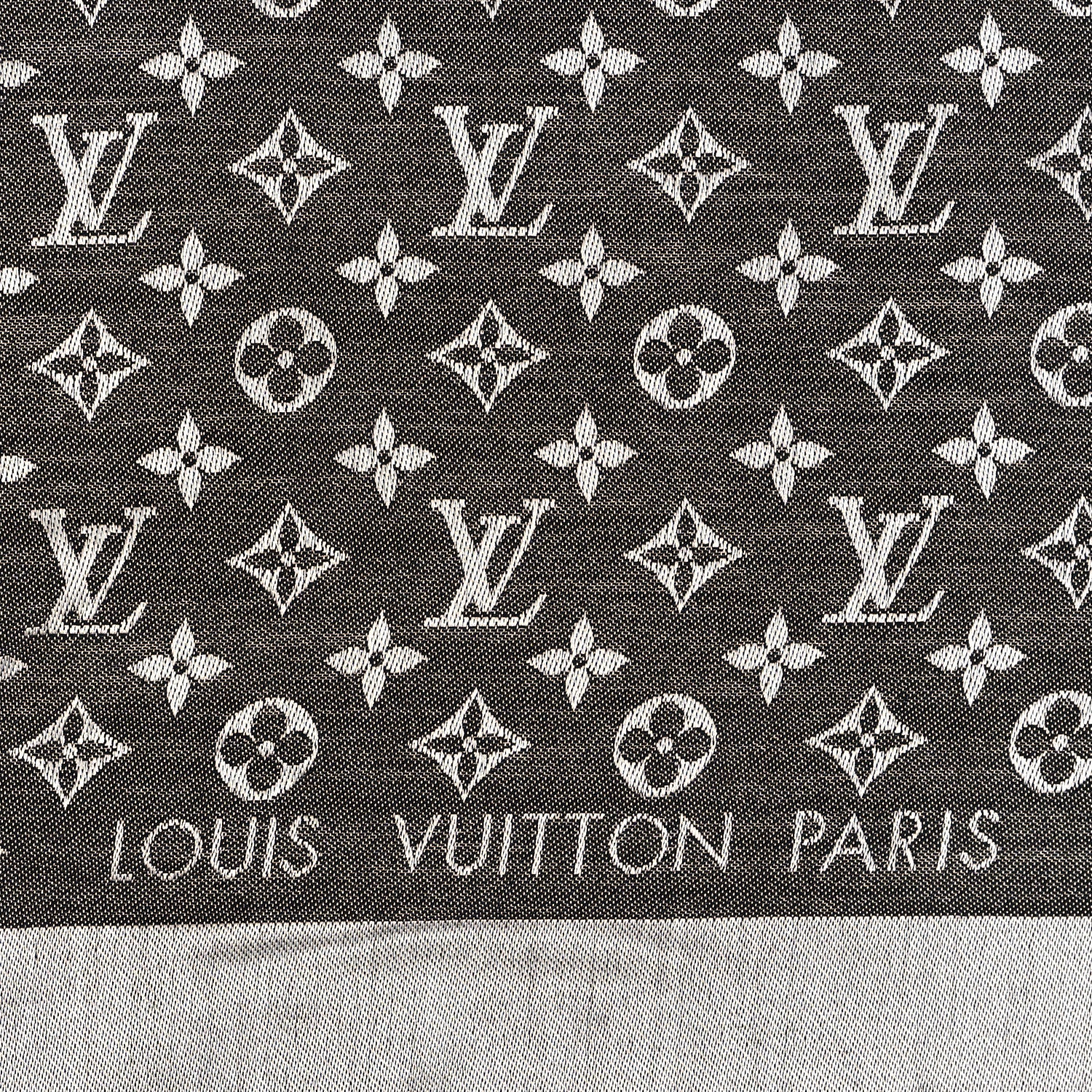 Louis Vuitton Silk Wool Monogram Denim Shawl Black 2 of 3