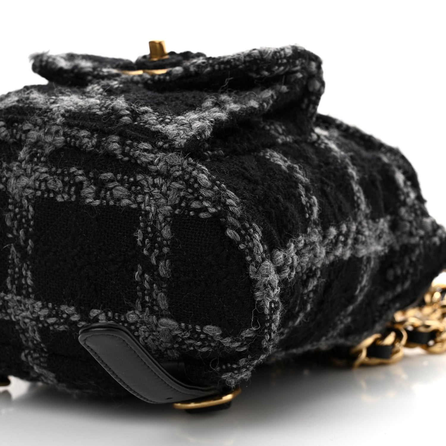 Chanel Wool Tweed Elegant Backpack Black Grey 10 of 12