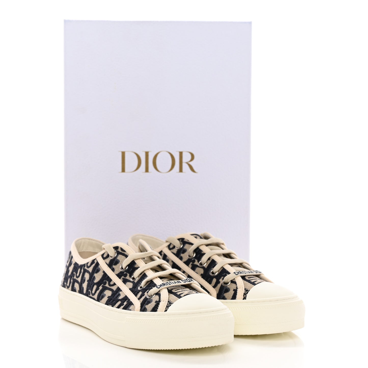 Canvas Oblique Walk'N'Dior Low Top Sneakers 37.5 Deep Blue