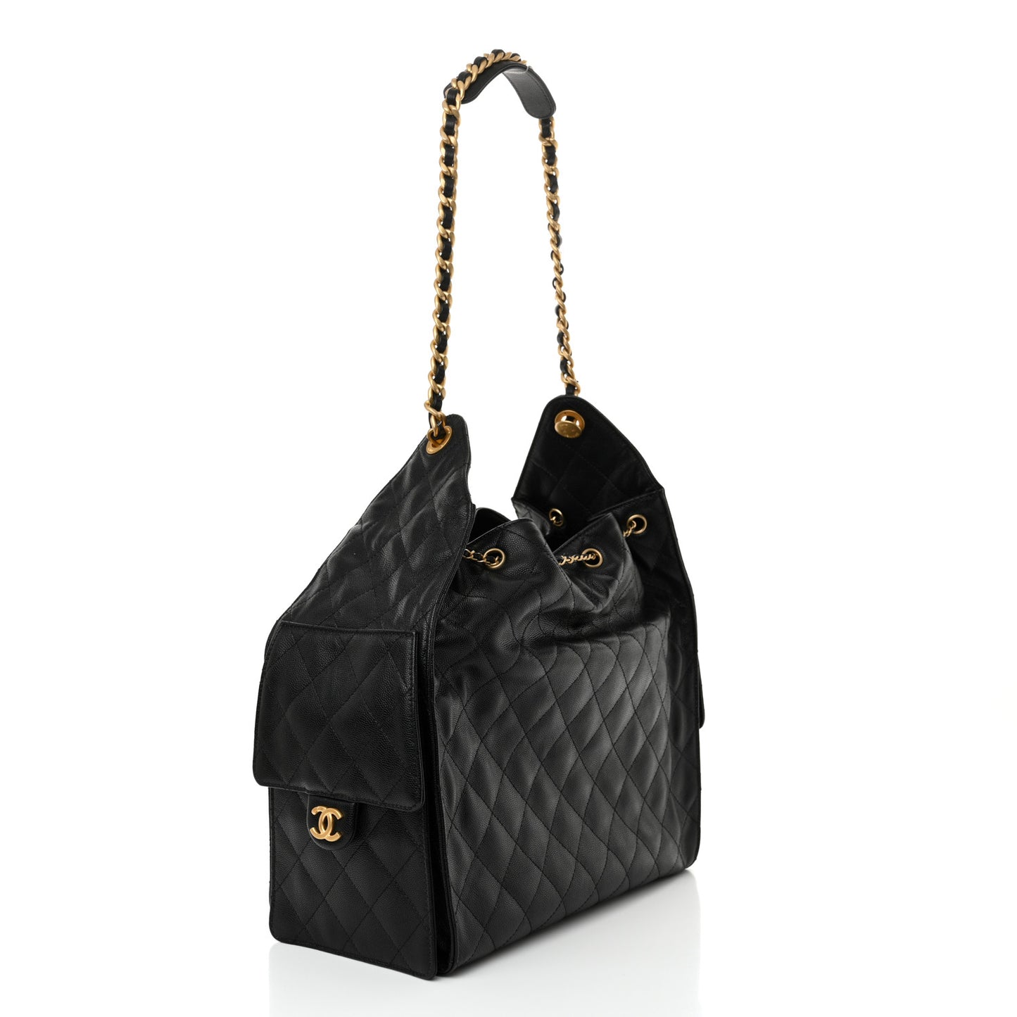 Caviar Quilted Medium Chanel 25 Handbag Black