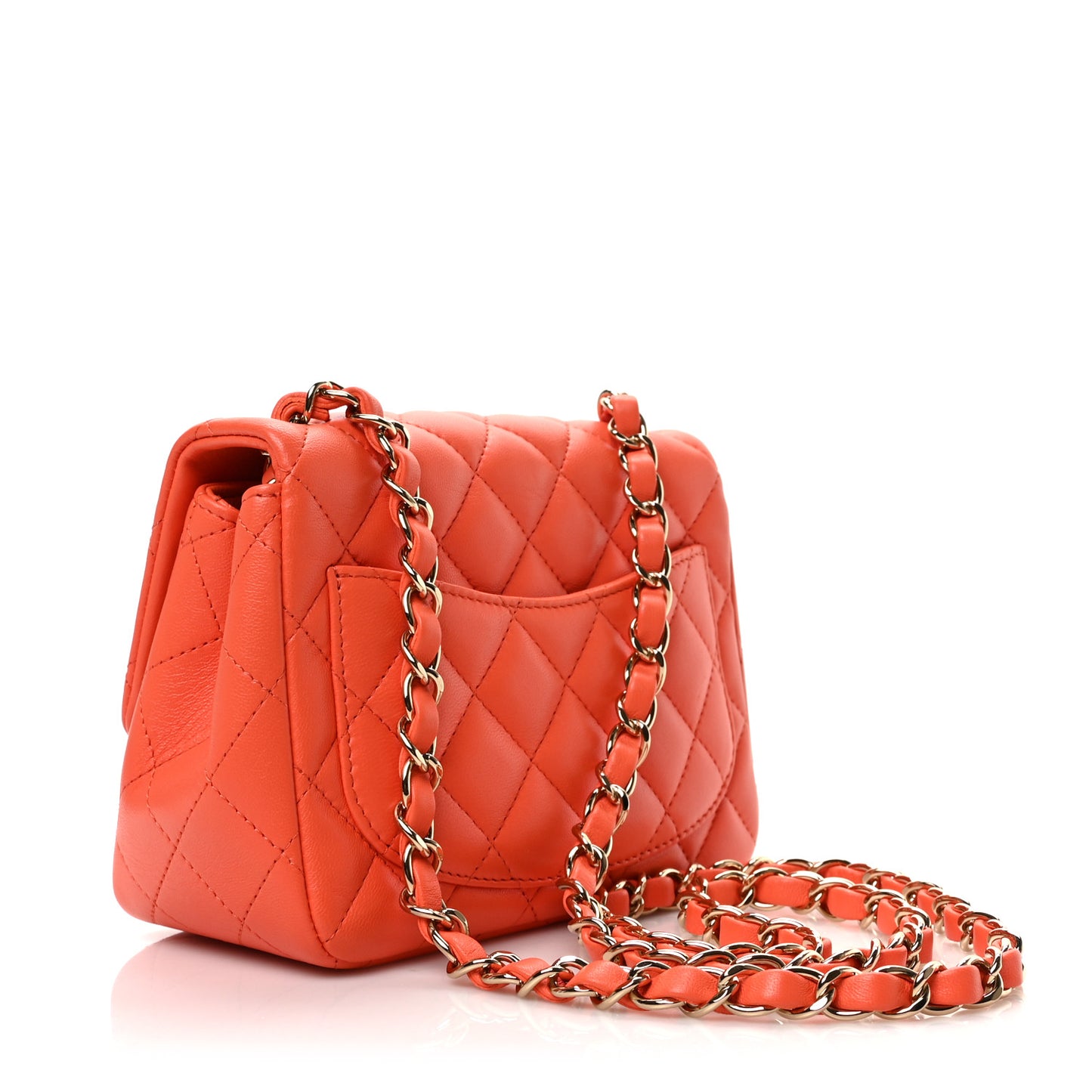Lambskin Quilted Mini Square Flap Light Orange