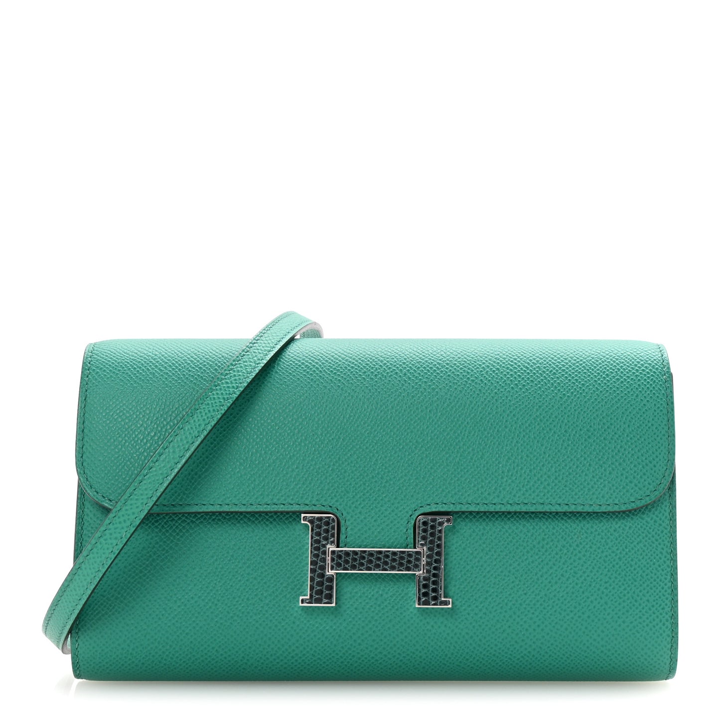 Epsom Lizard Constance Wallet To Go Vert Jade Vert Cypress