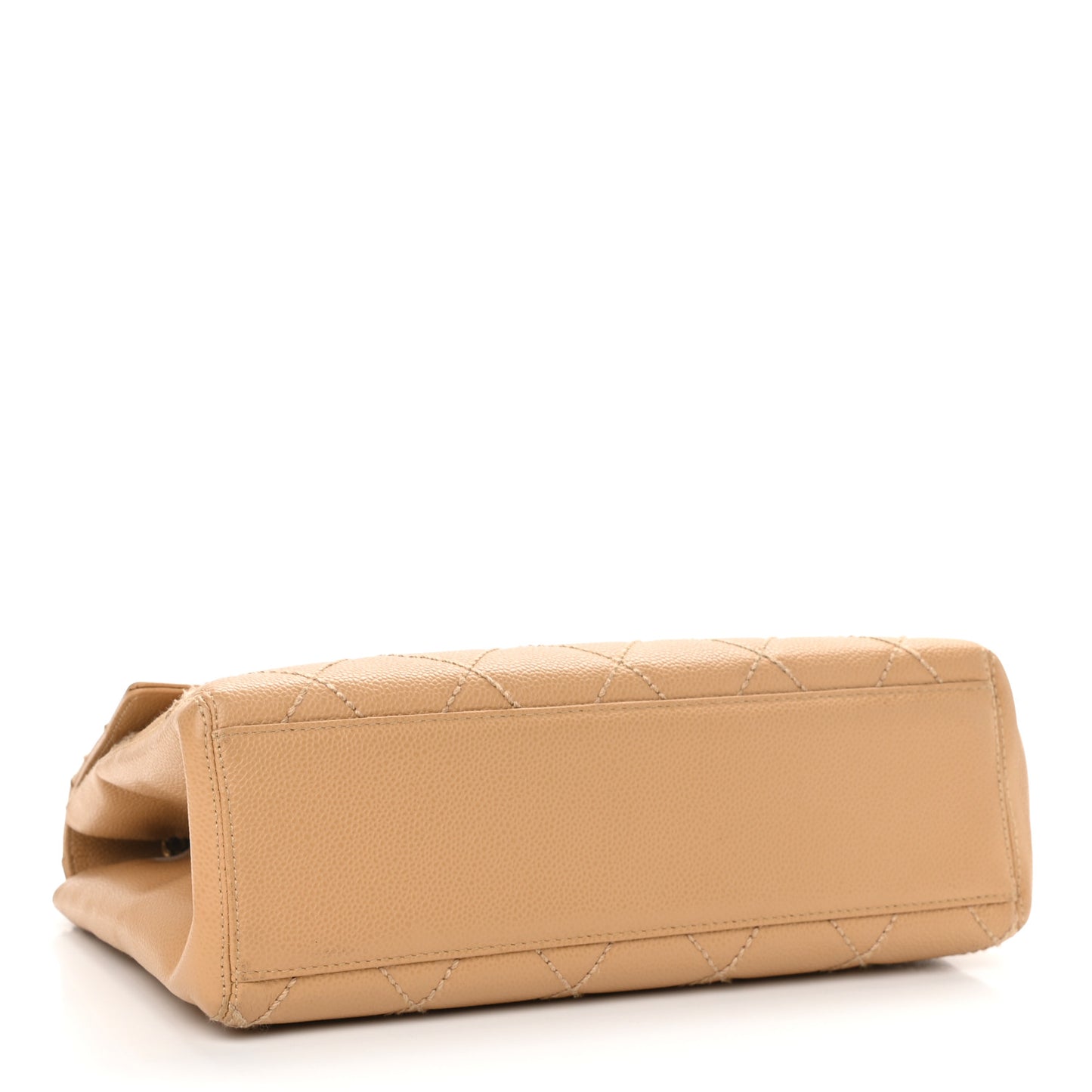 Caviar Quilted Wild Stitch Medium Single Flap Beige