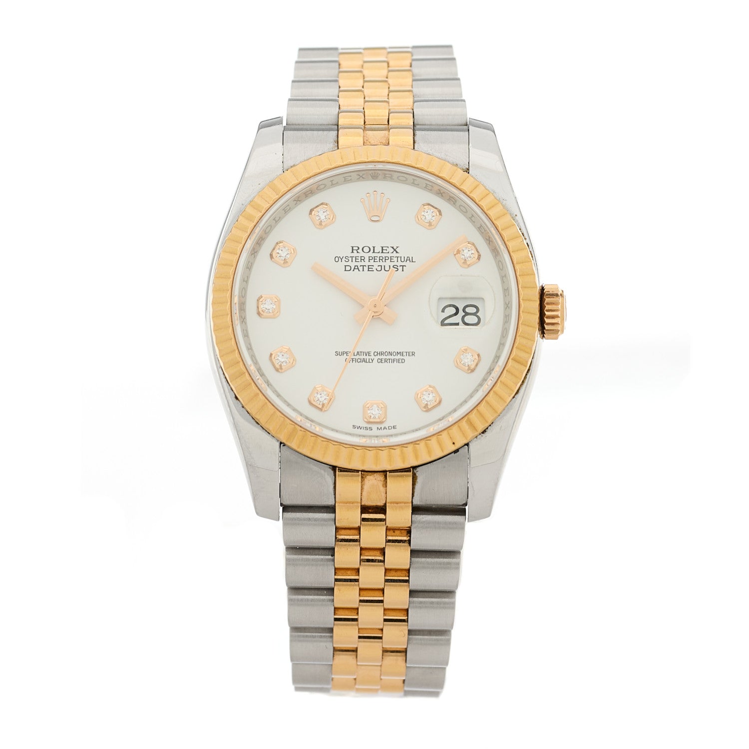 Rolex Stainless Steel 18K Everose Gold Diamond 36mm Oyster Perpetual Datejust Watch White 116231 1 of 4