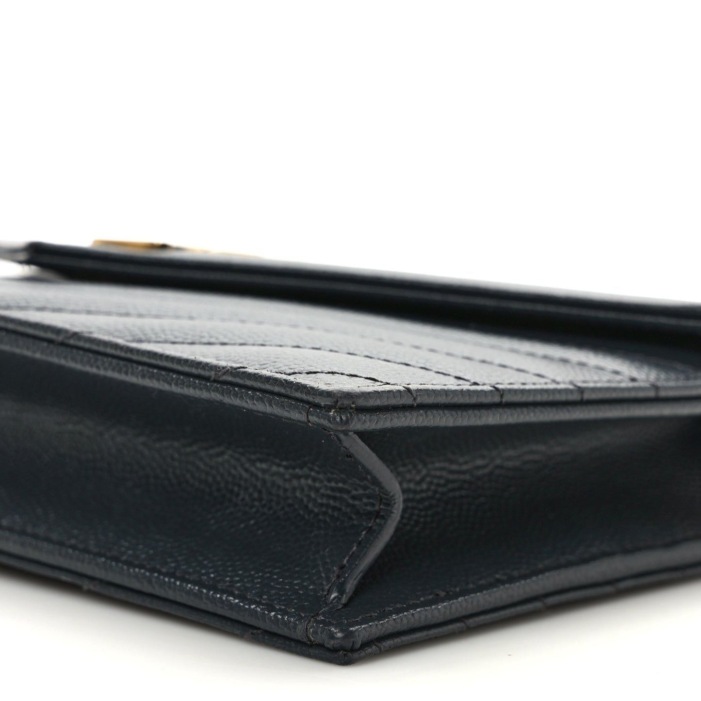 Grain De Poudre Matelasse Chevron Monogram Envelope Chain Wallet Dark Smog