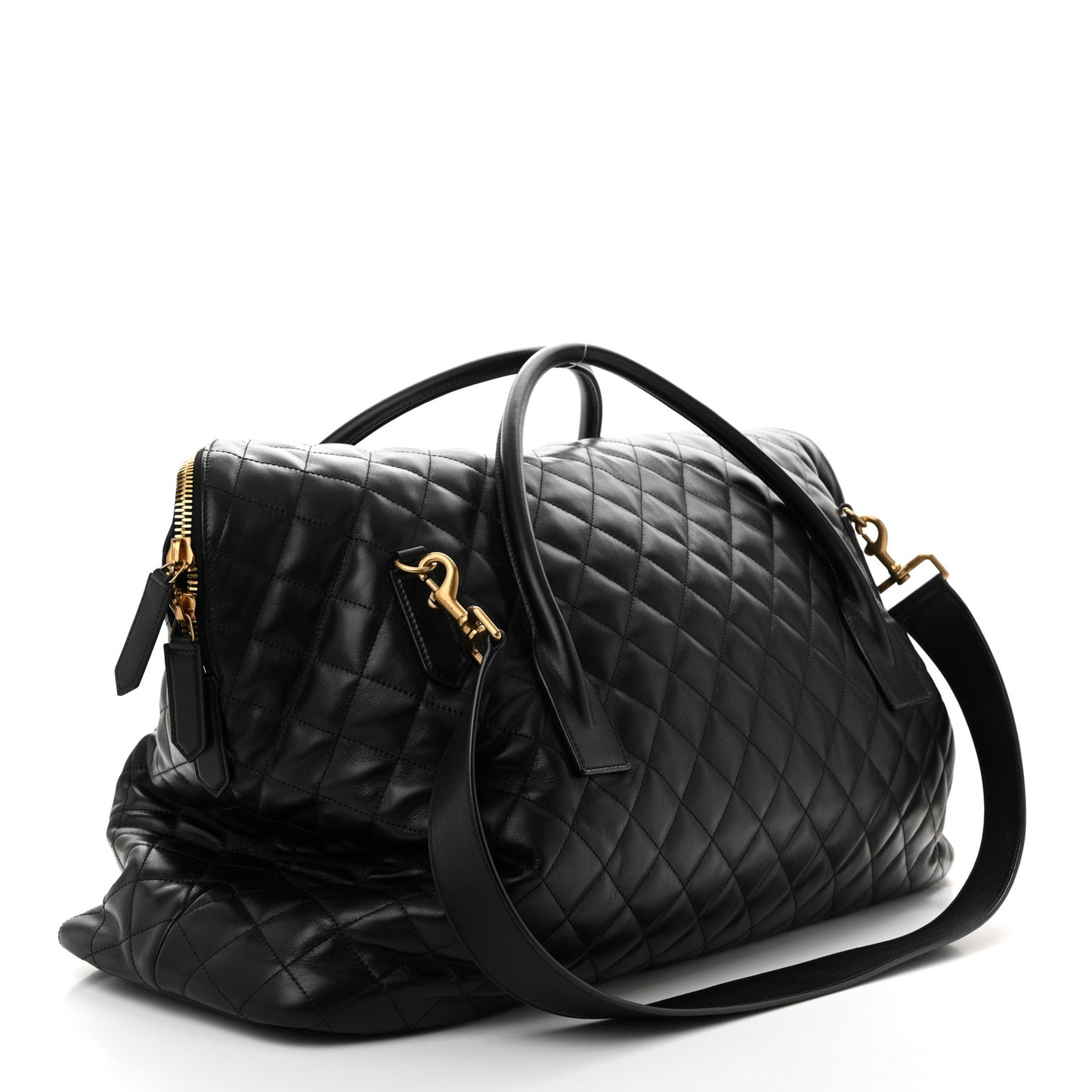 Calfskin Quilted ES Giant Travel Bag Black