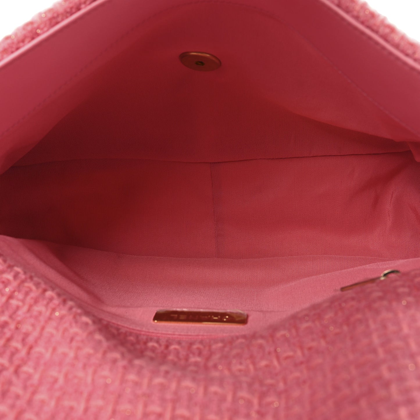 Metallic Tweed Quilted Large Chanel 19 Flap Pink